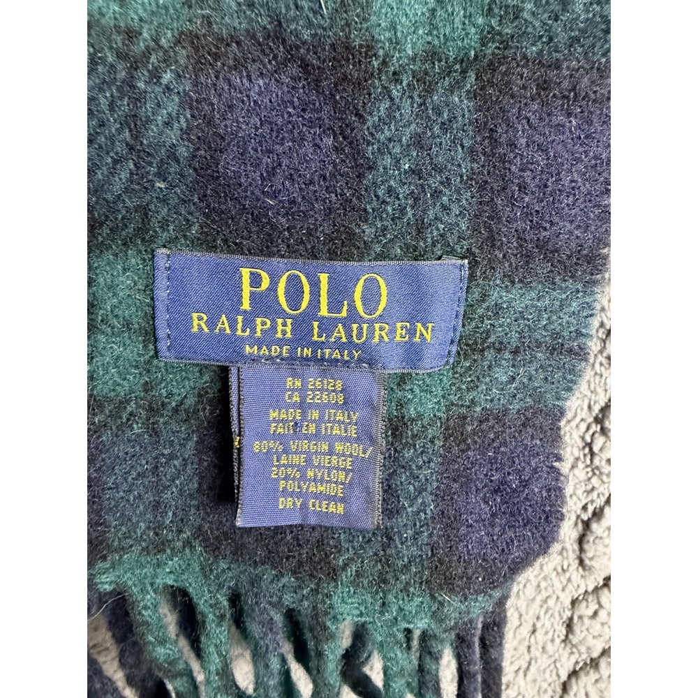 Men's Polo Ralph Lauren Wool Blend Navy Blue and Green Scarf